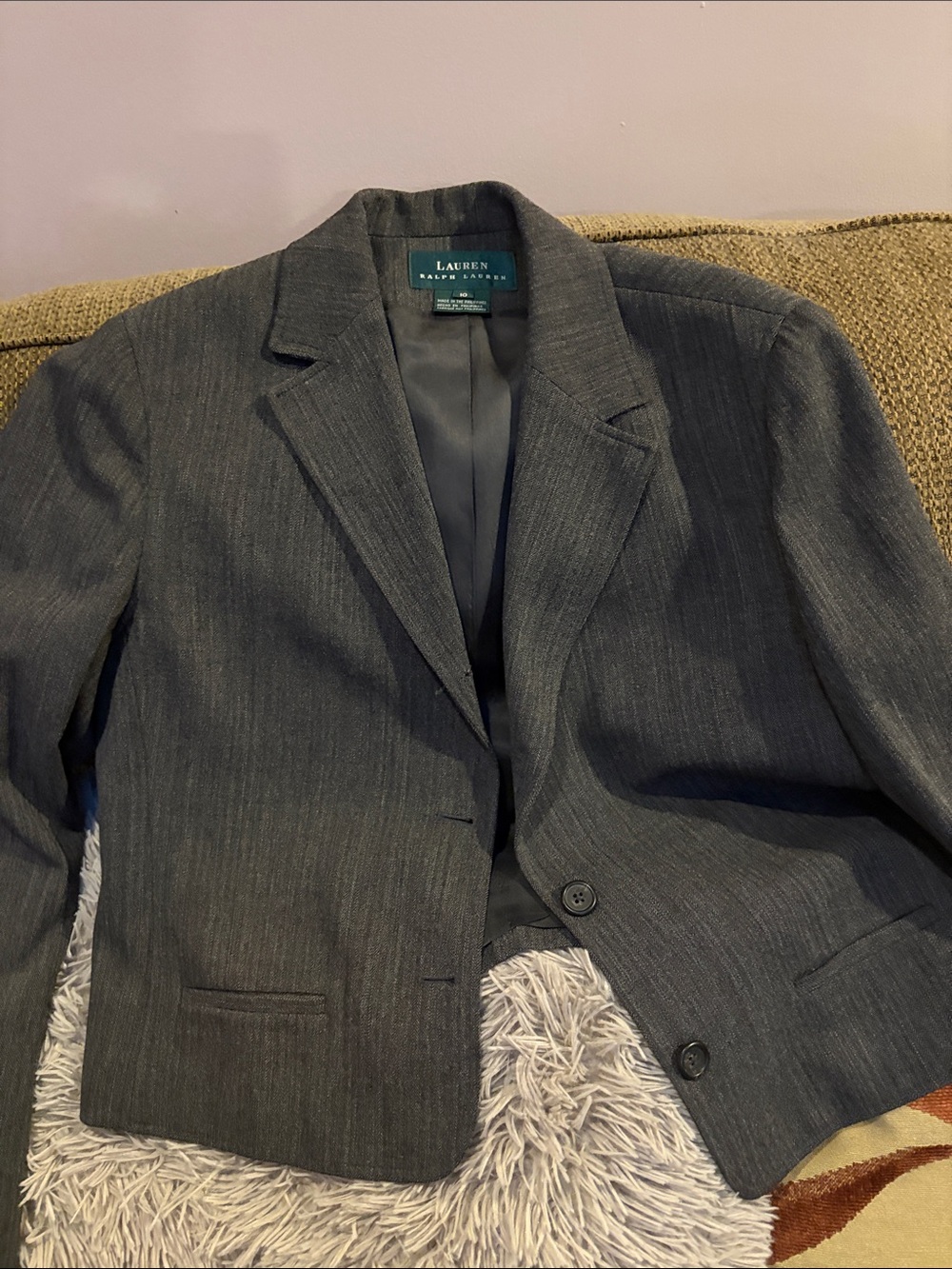 Lauren Ralph Lauren Women's Charcoal Pinstripe Blazer
